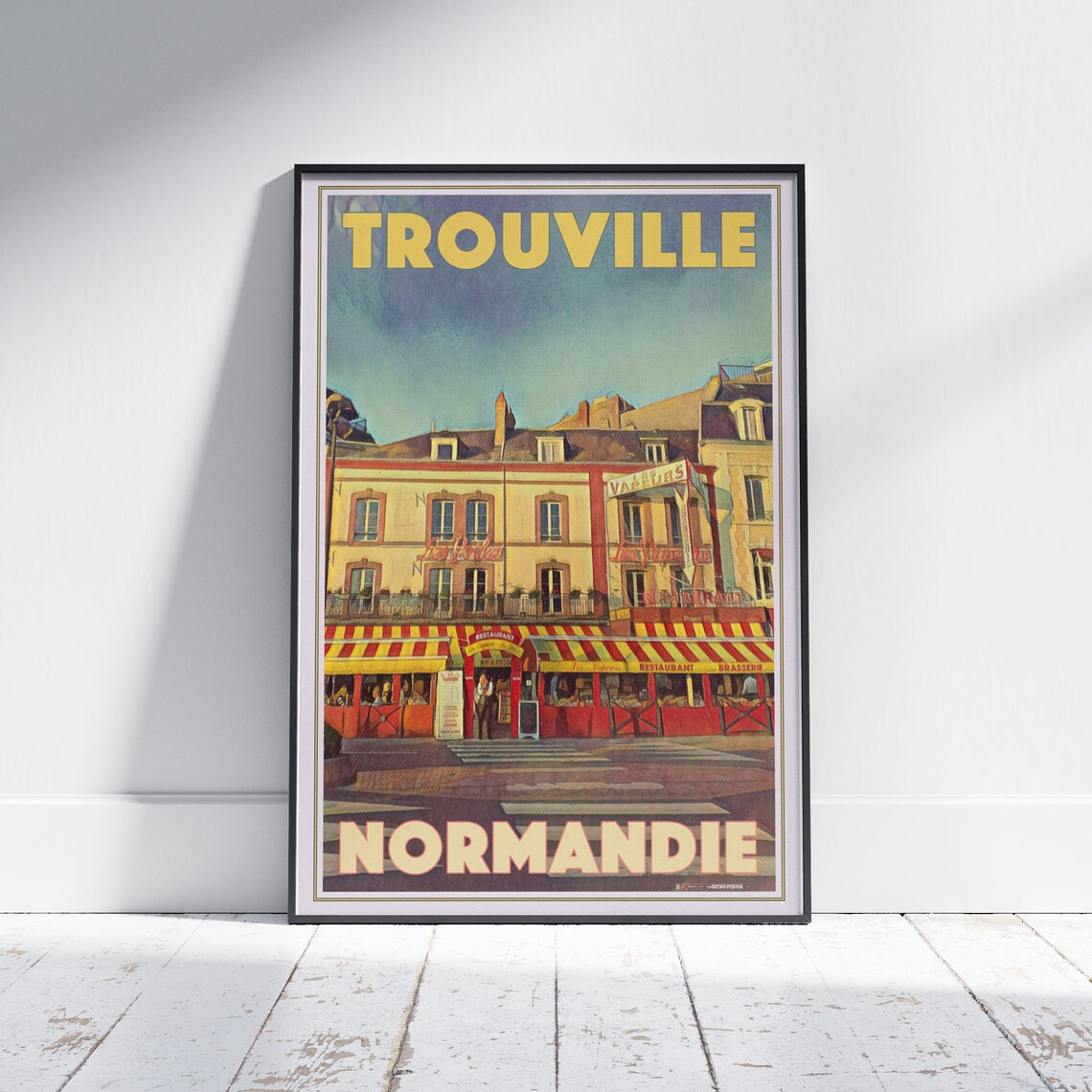 Trouville Normandie Les Vapeurs Brasserie Retro France Travel Poster