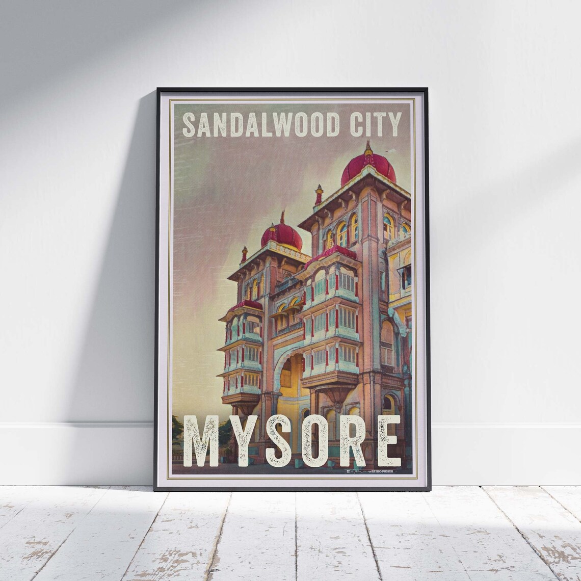 Mysore India Vintage Travel Poster Sandalwood City Palace Domes Art