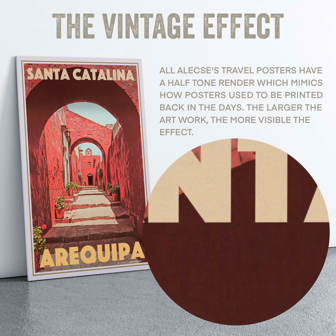 Santa Catalina Monastery Red Arches Arequipa Peru Retro Travel Poster - Image 2