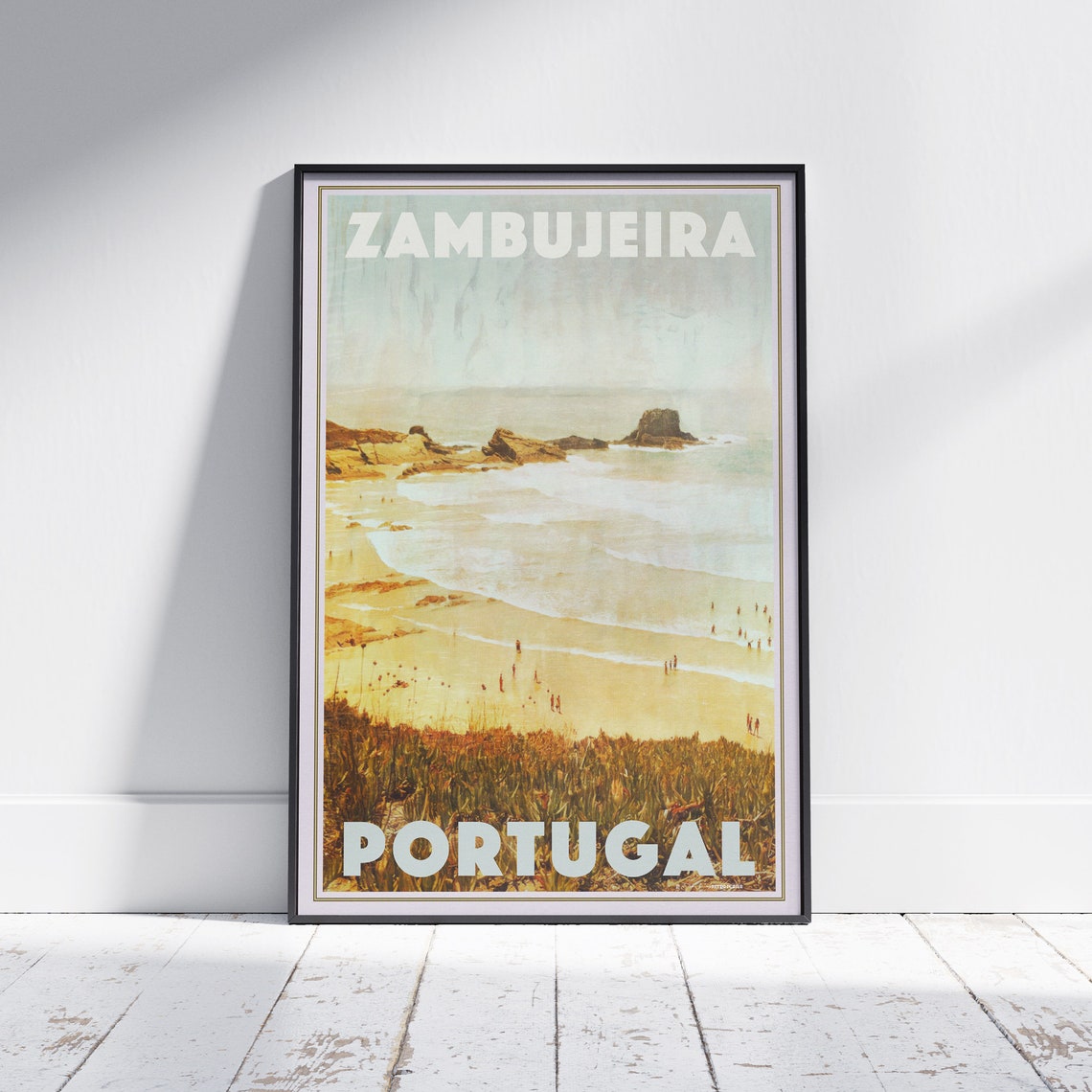 Zambujeira Poster By Alecse Limited Edition Portugal Travel Poster Zambujeira Print Portugal Gift Portugal Gallery Wall Print