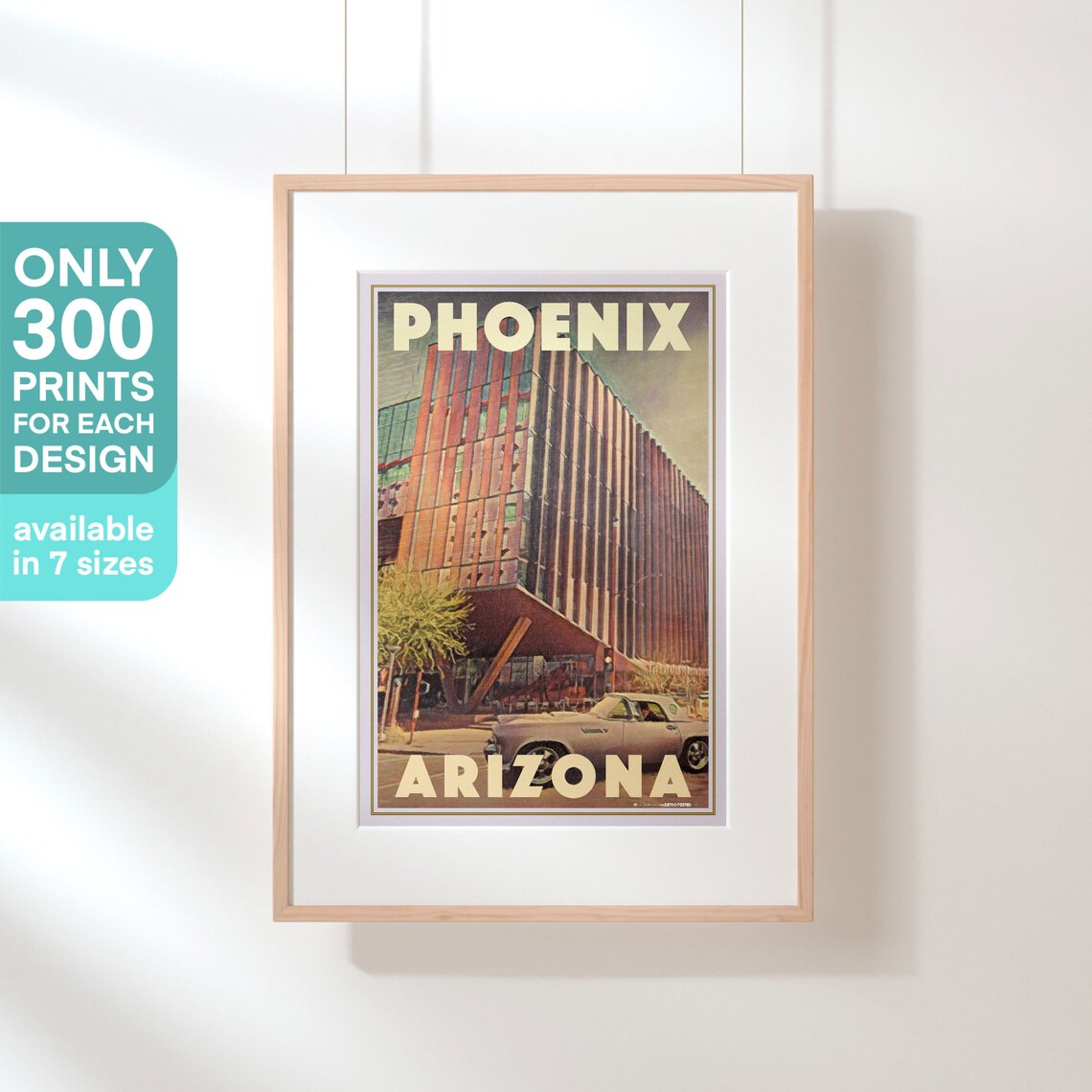 Phoenix Arizona Retro Travel Poster Modern University Building Art - Image 3