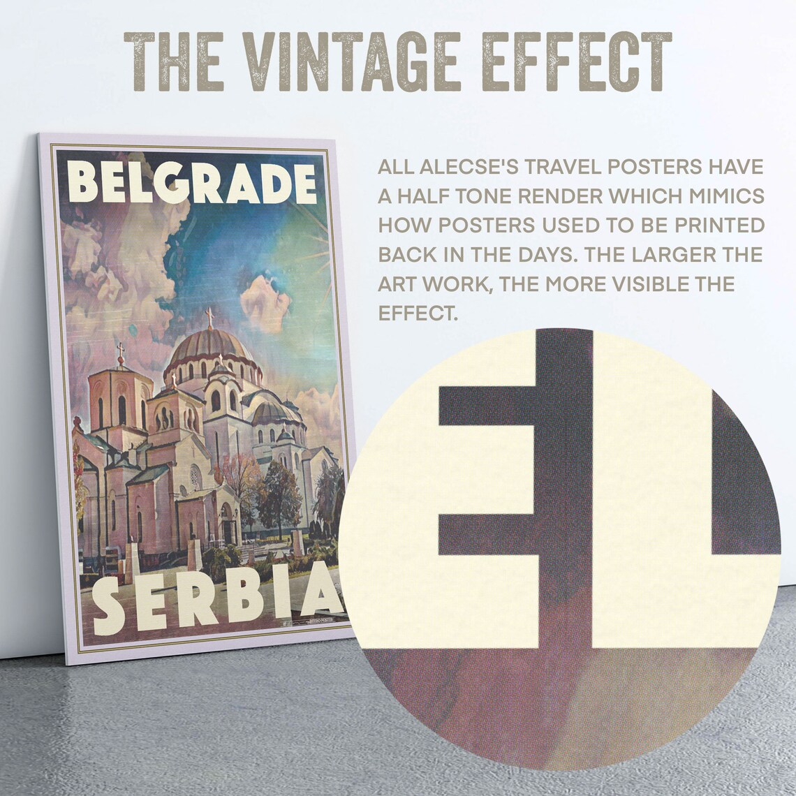 Belgrade Serbia Vintage Travel Poster With Saint Sava Temple Domes - Image 2