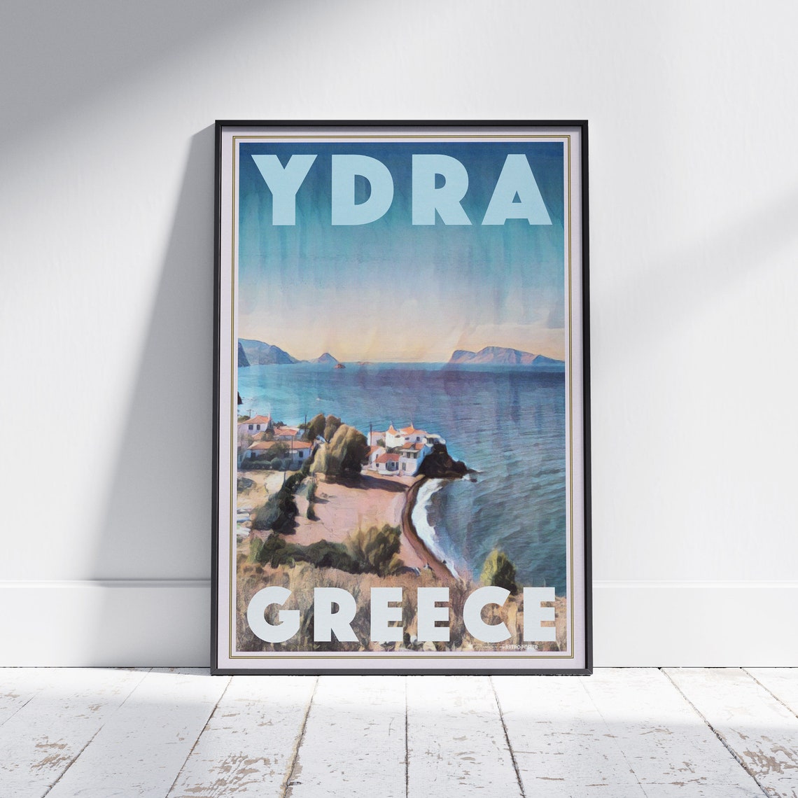 Ydra Greece Island Village Aegean Sea Coast Retro Travel Poster