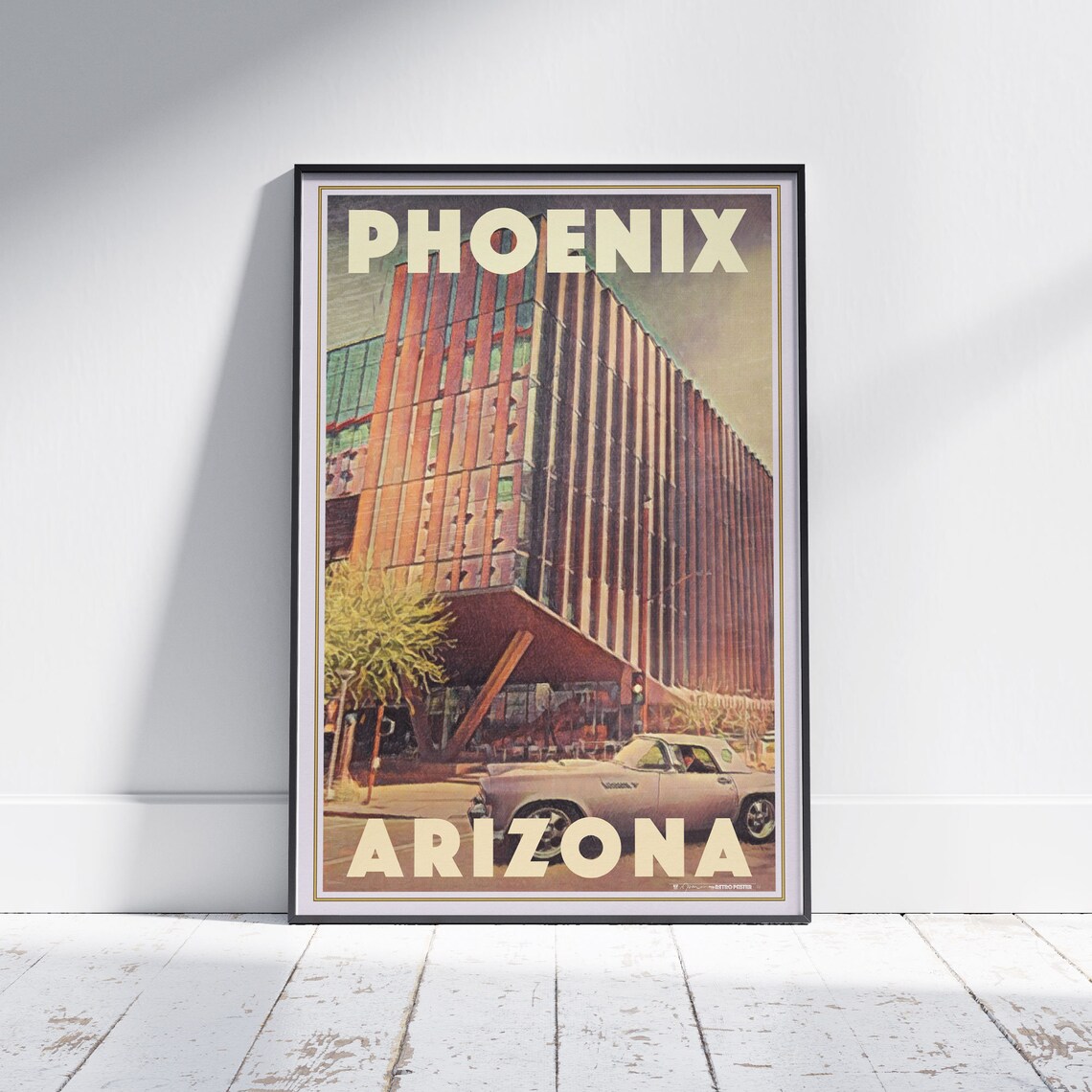 Phoenix Arizona Retro Travel Poster Modern University Building Art