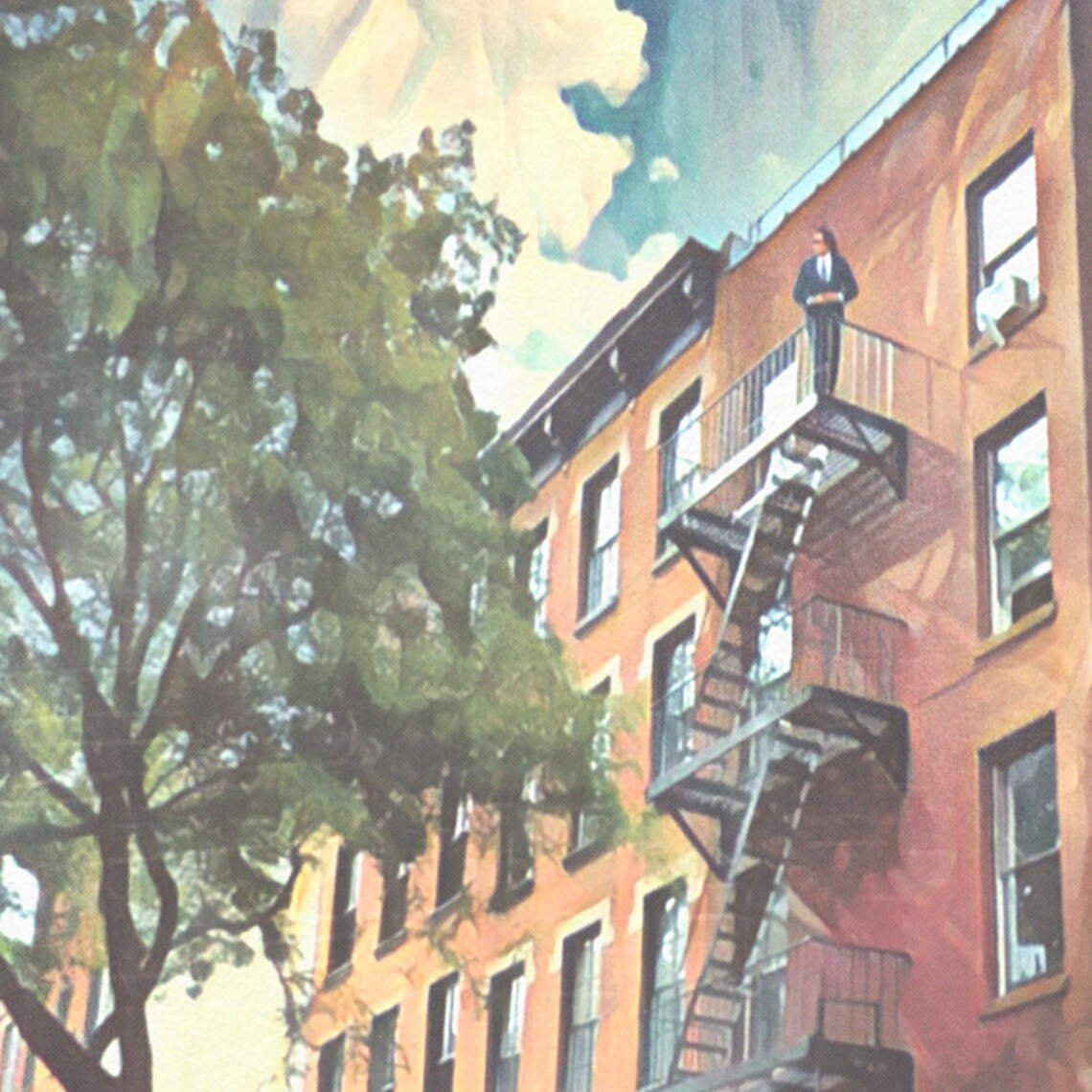Brooklyn New York Brownstone Fire Escape Street Travel Poster - Image 4