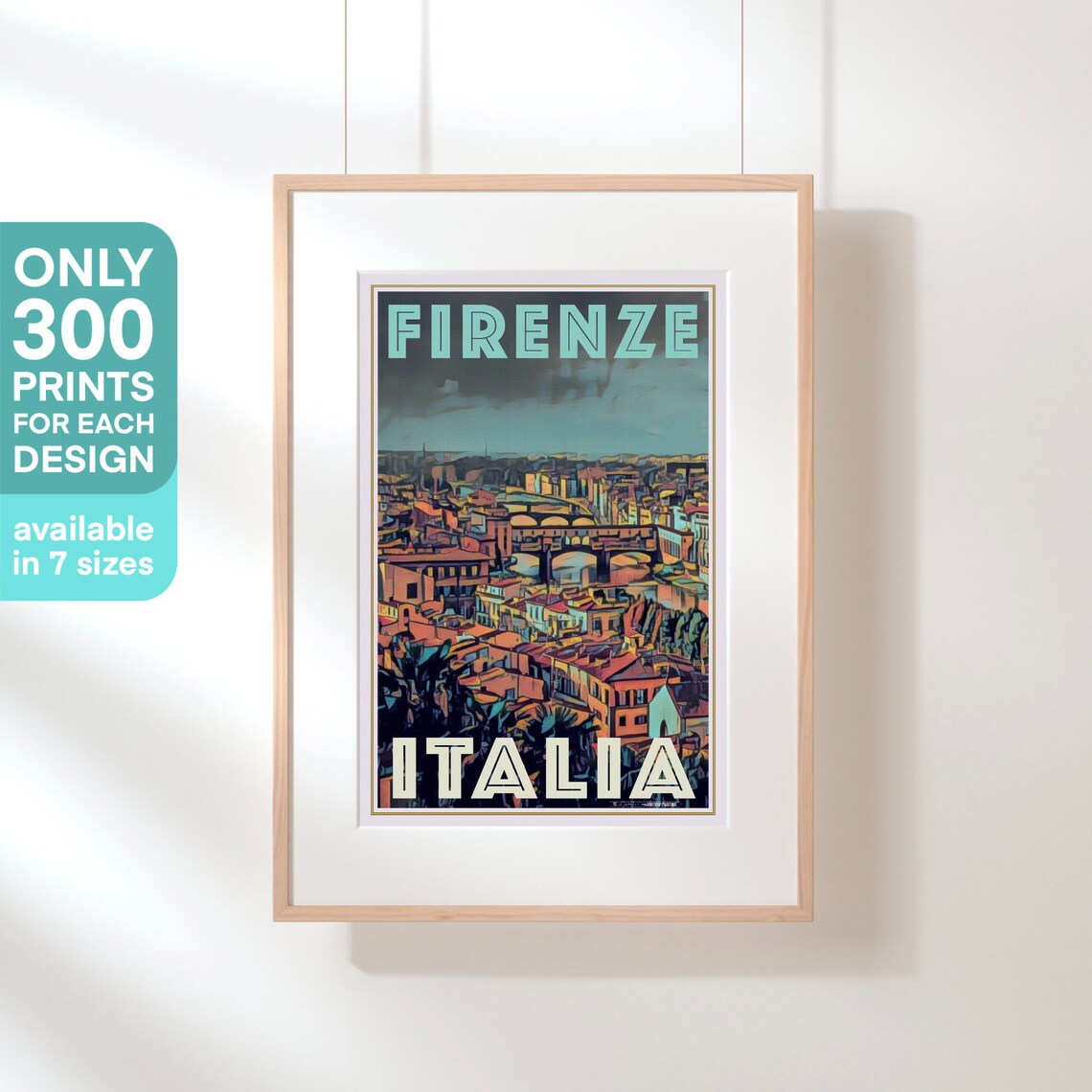 Florence Ponte Vecchio Medieval Bridge Italia Vintage Travel Poster - Image 3