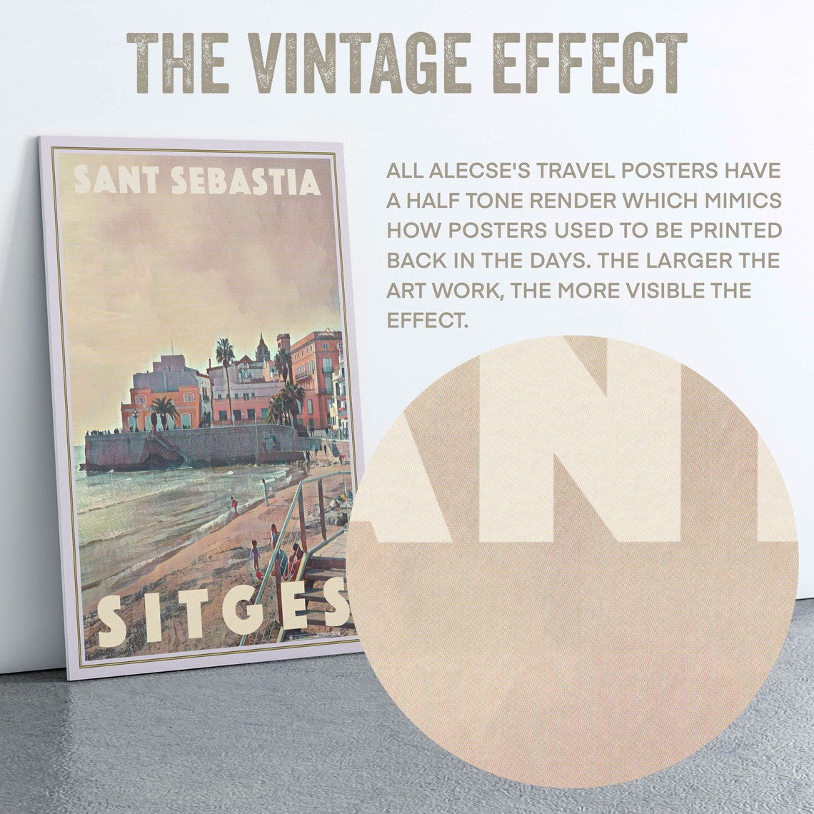 Sant Sebastia Beach Sitges Spain Seafront Scene Travel Poster - Image 2