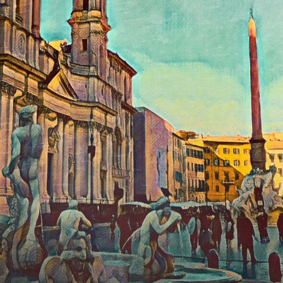 Rome Poster Piazza Navona By Alecse Limited Edition Italy Travel Poster Classic Rome Print Of Navona Square Poster Poster Of Rome - Image 4