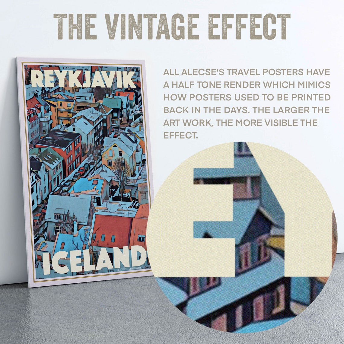 Reykjavik Iceland Snow Covered City Rooftops Winter Travel Poster - Image 2