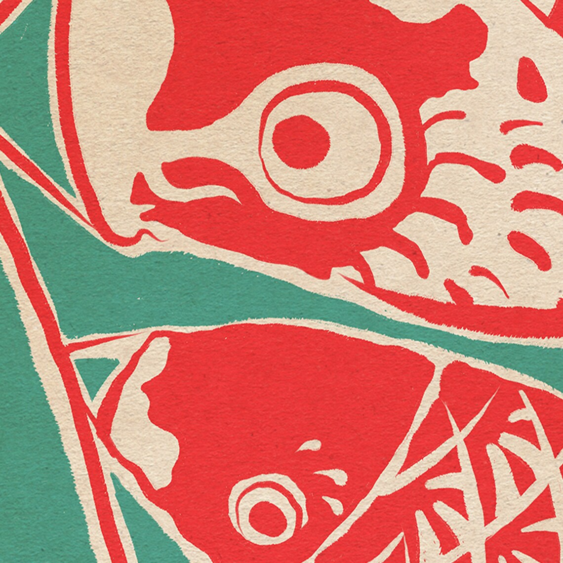 Koinobori Red Carp Streamers Teal Japanese Festival Art Poster - Image 4