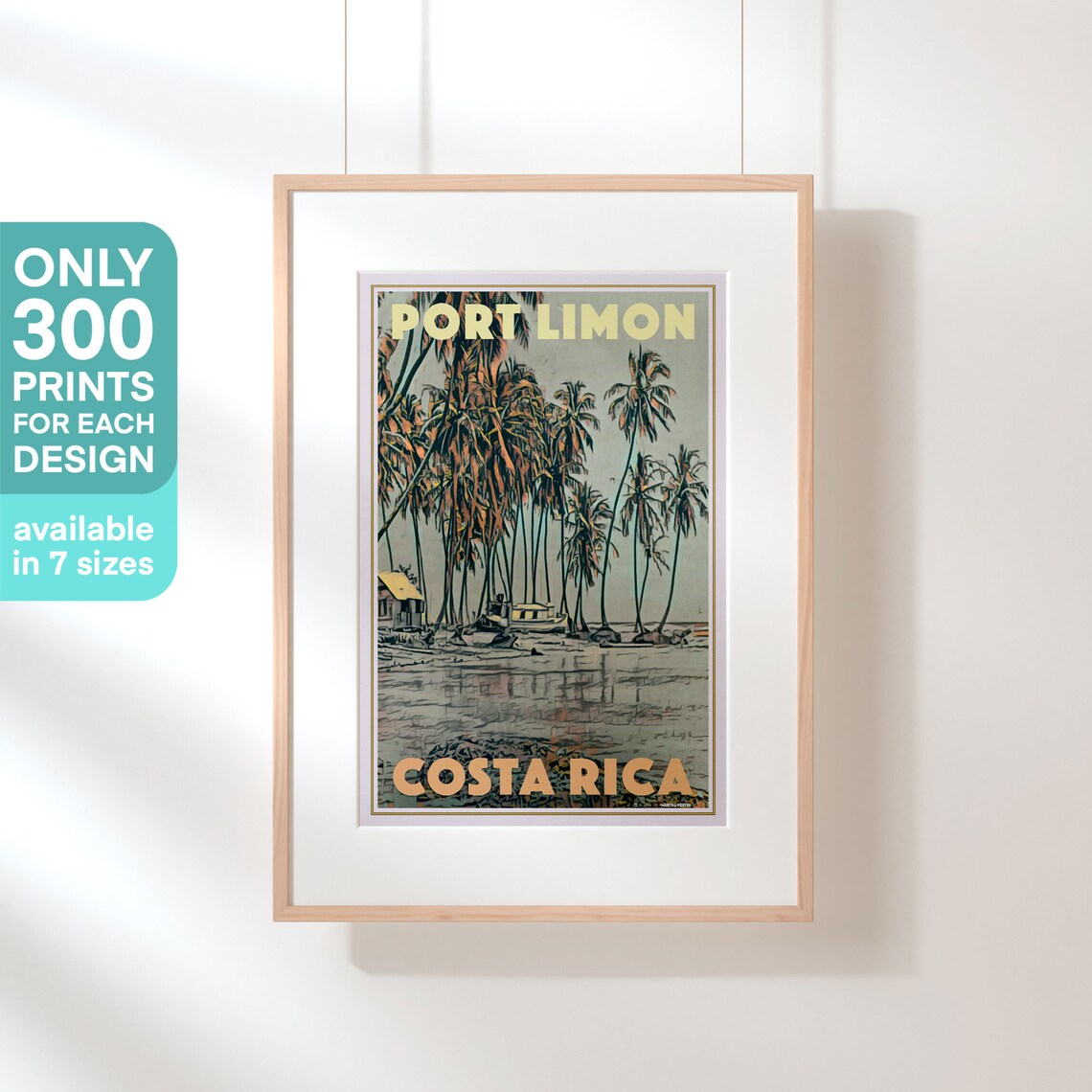 Port Limon Costa Rica Palm Waterfront Beach Vintage Travel Poster - Image 3