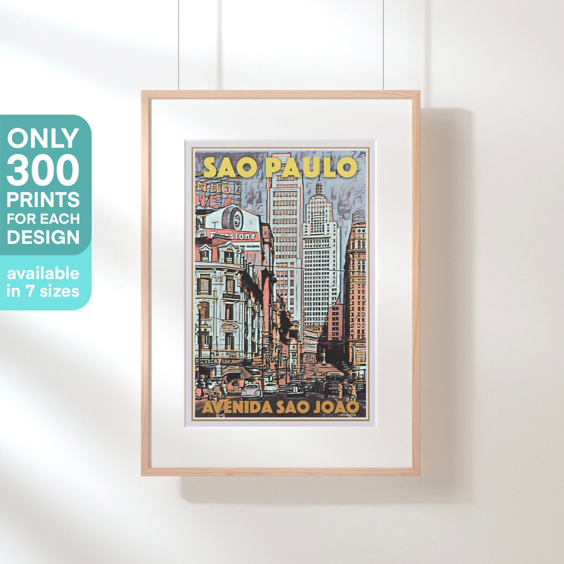 Sao Paulo Poster Avenida Sao Joao By Alecse Limited Edition Brazil Travel Poster Brazil Gallery Wall Print Of Sao Paulo Brazil Gift - Image 3