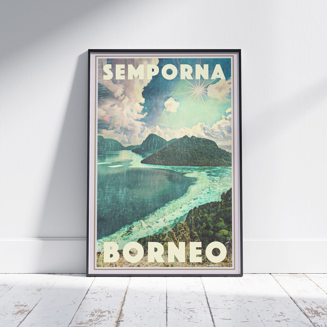 Borneo Poster Semporna By Alecse Limited Edition Malaysia Travel Poster Borneo Gallery Wall Print Of Semporna Malaysia Decoration