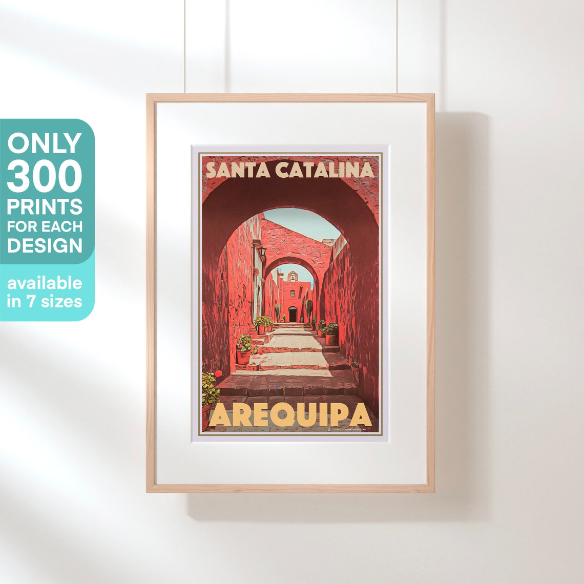 Santa Catalina Monastery Red Arches Arequipa Peru Retro Travel Poster - Image 3