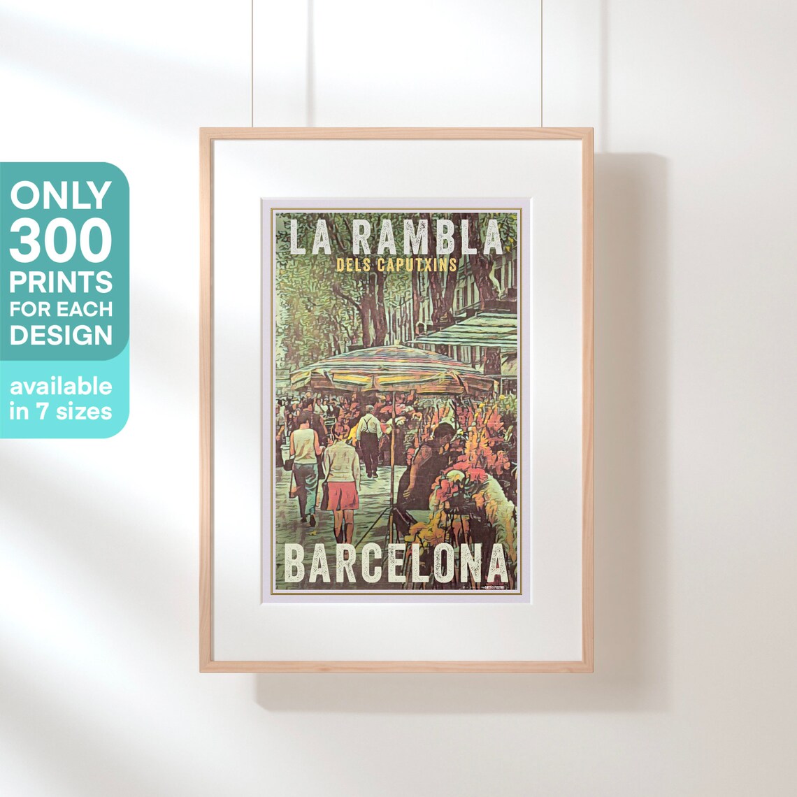 Barcelona La Rambla Flower Market Stalls Vintage Spain Travel Poster - Image 3