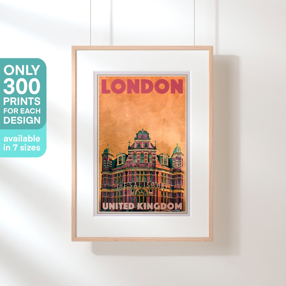 London Poster Salisbury Hotel By Alecse Limited Edition London Travel Poster Uk Travel Wall Art London Print London Hotel Poster - Image 3