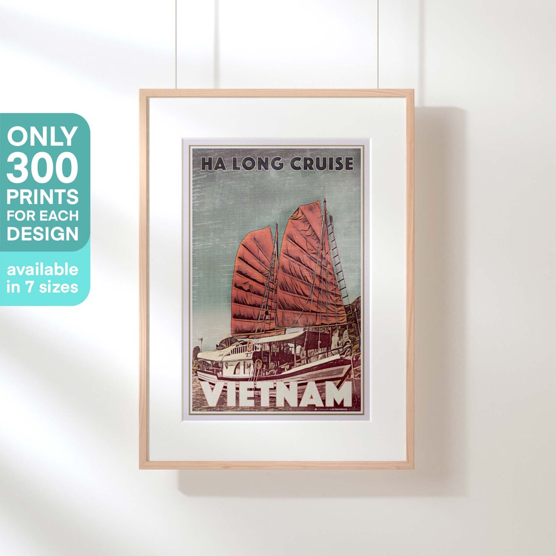 Vietnam Ha Long Bay Junk Boat Cruise Red Sails Travel Poster - Image 3