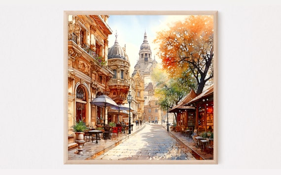 Budapest Watercolor Travel Poster, Hungary Art Print