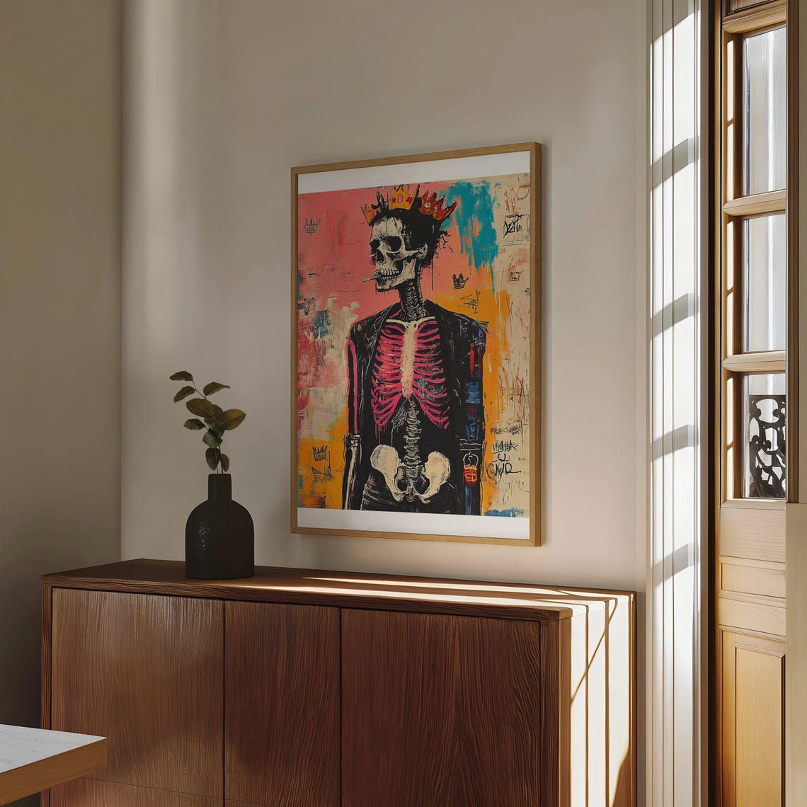 Crowned Skeleton Basquiat Style Graffiti Urban Skull Wall Poster - Image 4