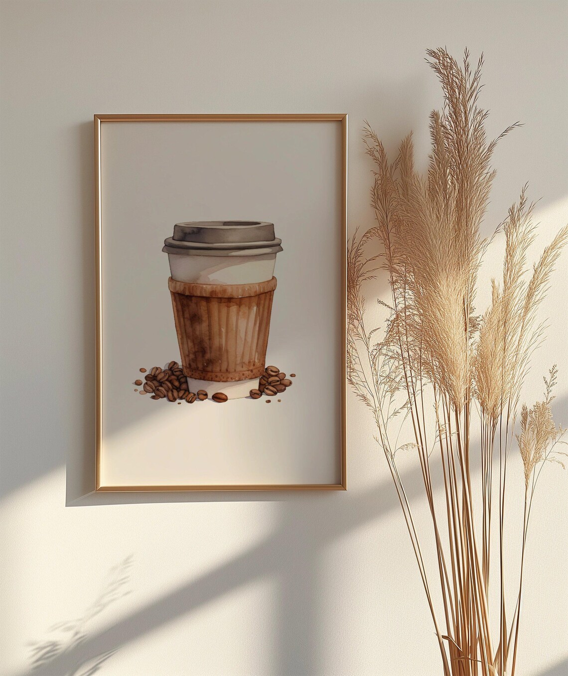 Watercolour Coffee Art Print Coffee Lovers Wall Art Coffee Cup Illustration Kitchen Dcor Caf Wall Art Coffee Beans Art Unframed - Image 2