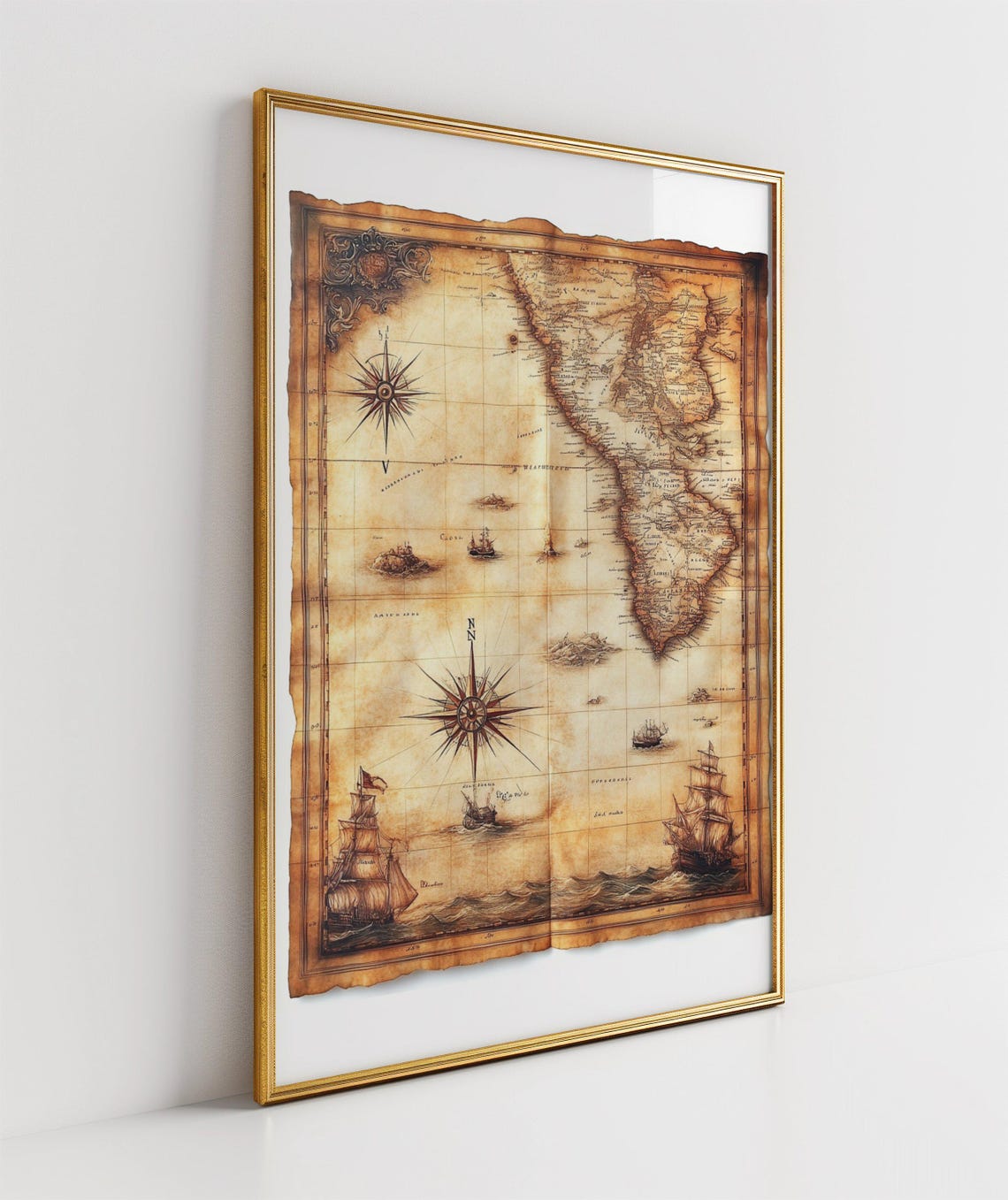 Antique Explorer's Map of Africa on Aged Parchment Art Poster - Image 3