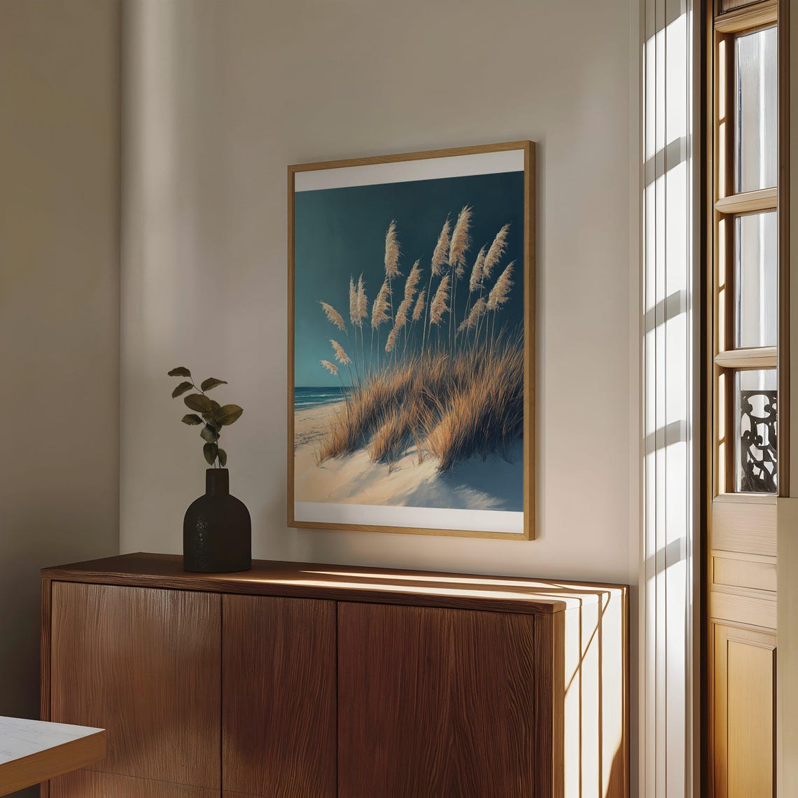 Coastal Beach Dune Grass Poster With Calm Teal Ocean Backdrop - Image 4