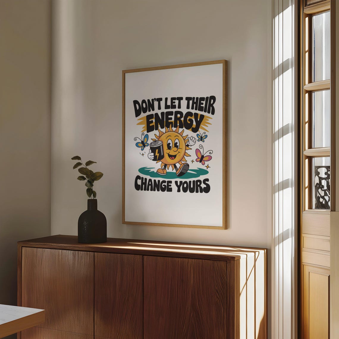 Inspirational Wall Art Motivational Quote Poster Sun And Butterfly Art Print Positive Energy Decoration Home Office Wall Dcor - Image 2