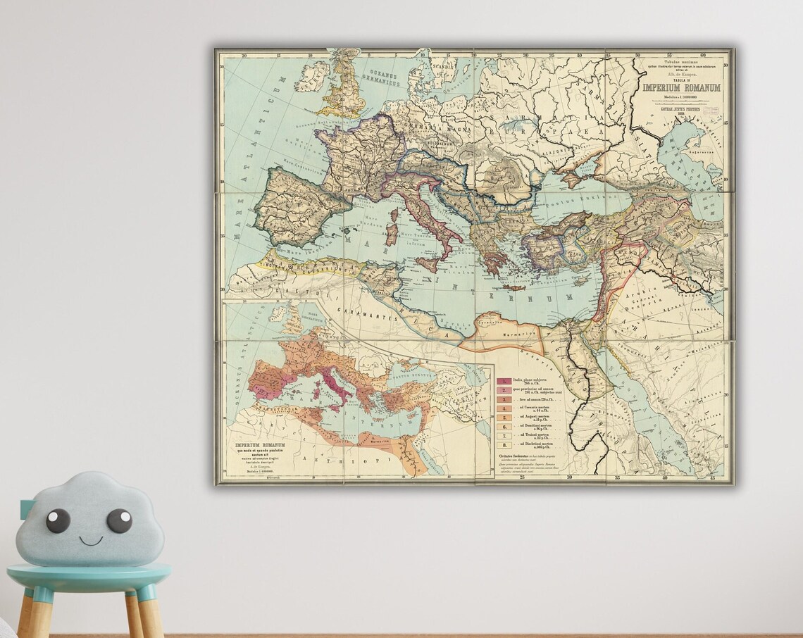 Vintage Roman Empire Imperium Romanum Historical Antique Map Poster