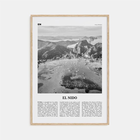 El Nido Black and White Travel Poster, Palawan