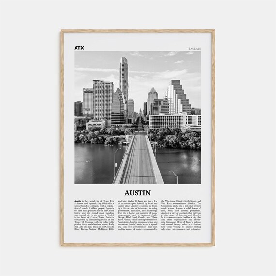 Austin No 1 Black And White Wall Art Print