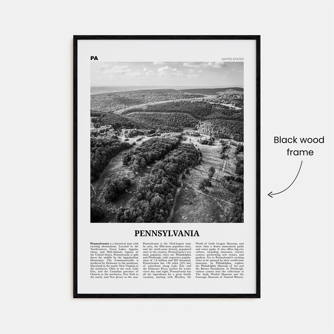 Pennsylvania Black and White No. 2 Travel Poster - Image 3