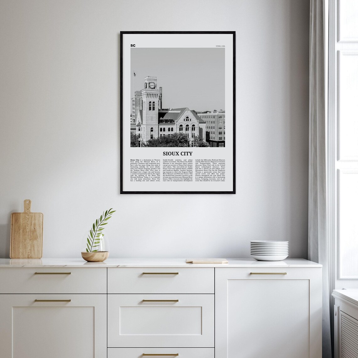 Sioux City Black and White Travel Poster, Iowa - Image 2