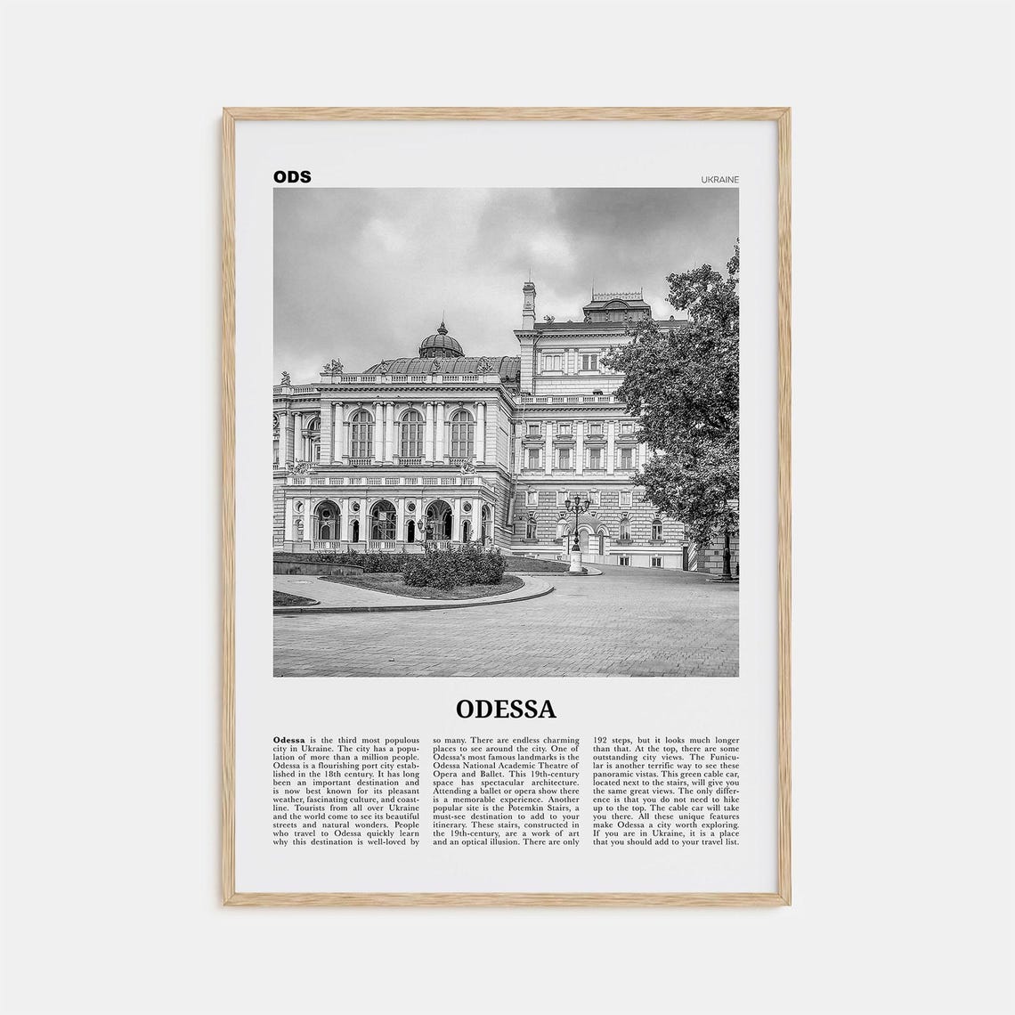 Odessa Black And White Travel Poster, Ukraine