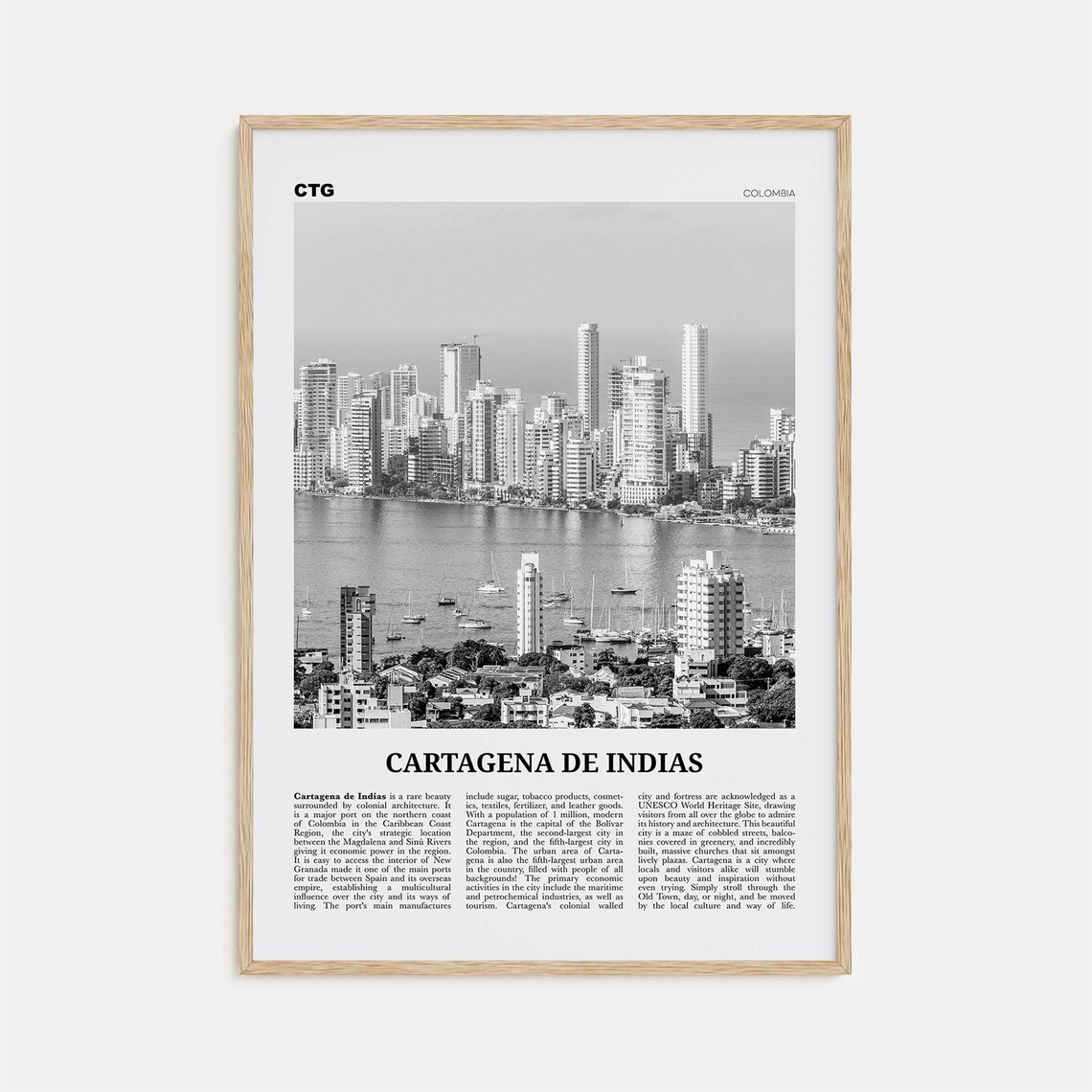 Cartagena De Indias, Black And White Travel Poster