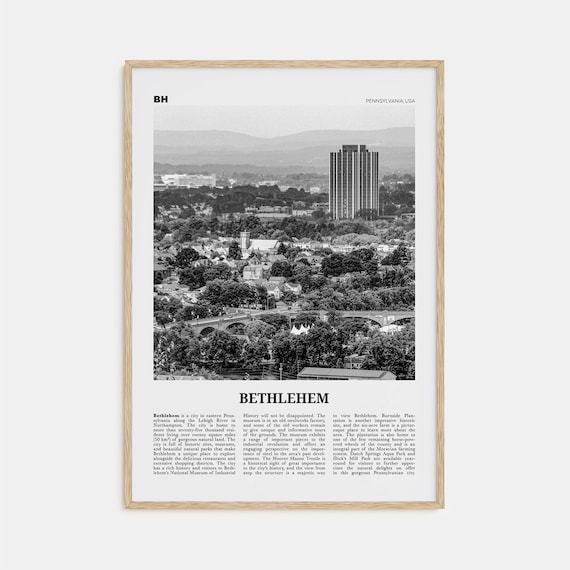 Bethlehem, Pennsylvania Black And White Travel Poster
