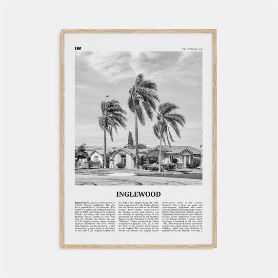 Inglewood Black and White Travel Poster, California