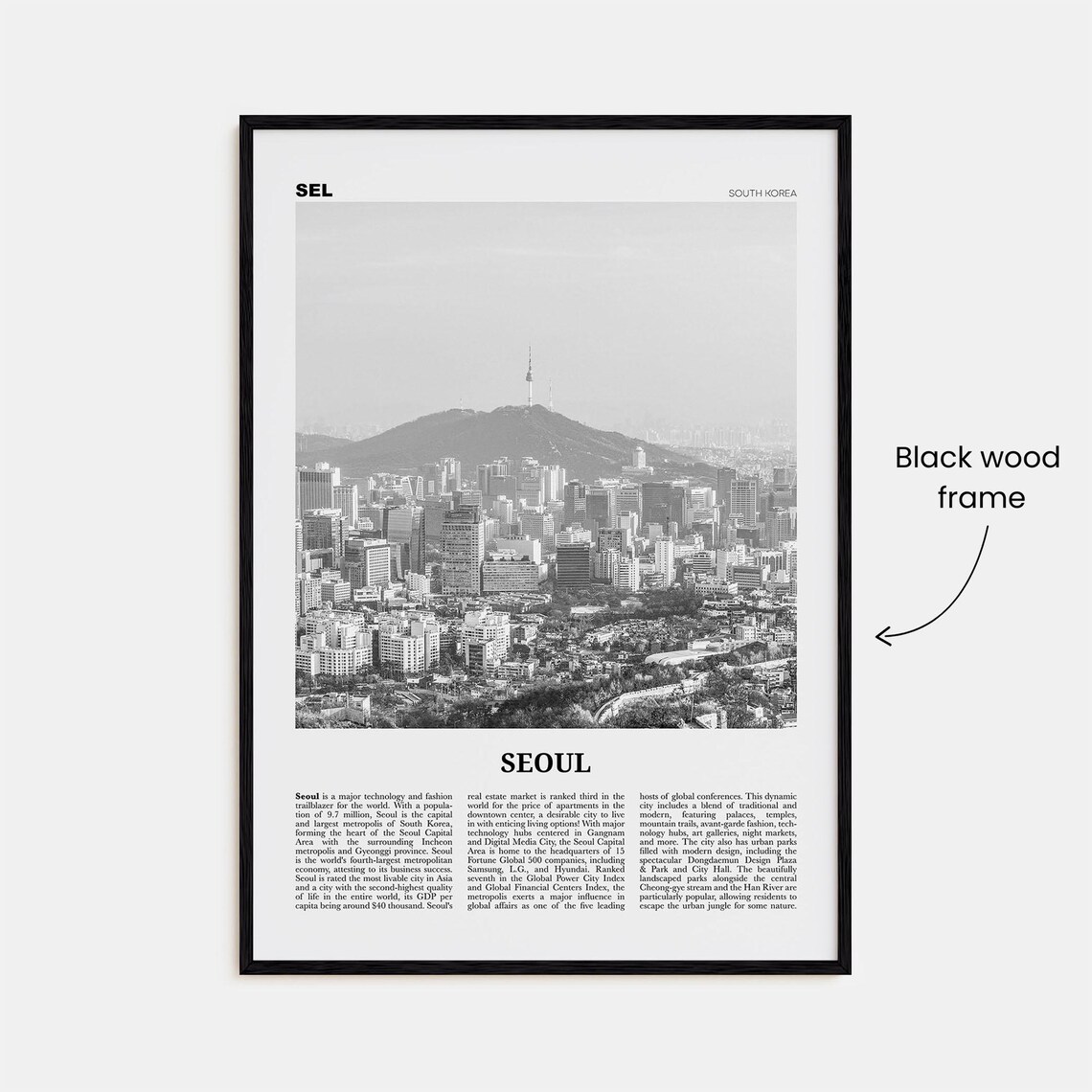 Seoul Black and White No. 2 Art Print, South Korea - Image 3