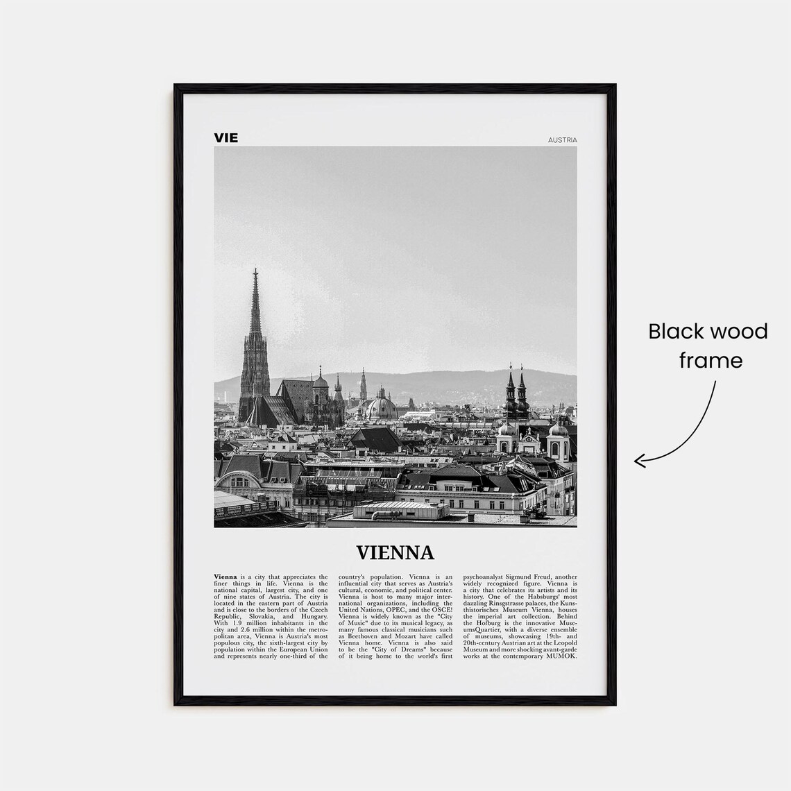 Vienna Black And White Travel Poster, Austria - Image 3