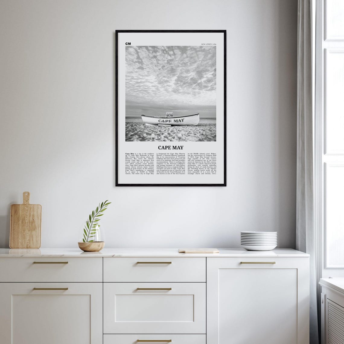 Cape May Black and White Travel Poster, New Jersey - Image 2