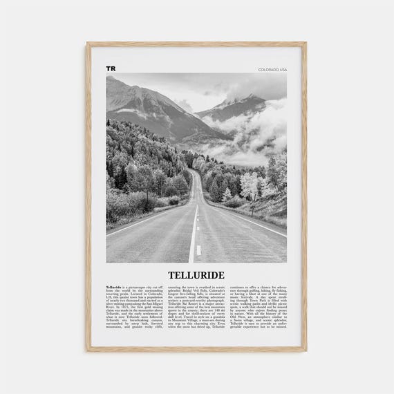 Telluride Black And White Travel Poster, Colorado