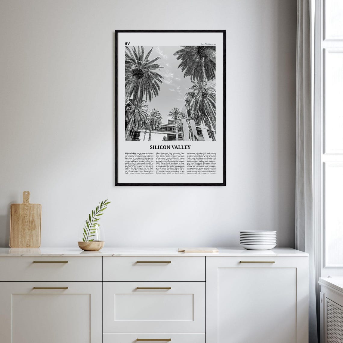 Silicon Valley Black and White Travel Poster - Image 2