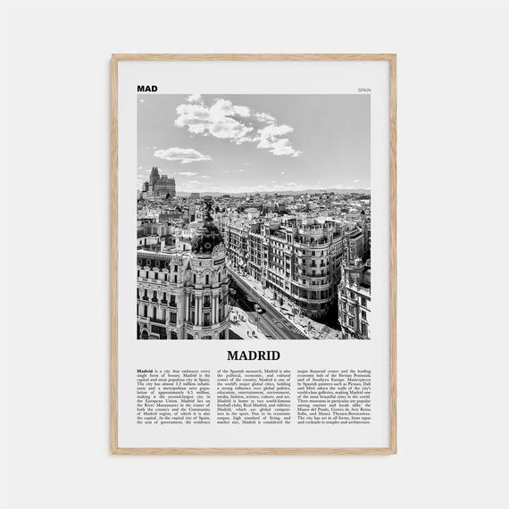 Madrid Black And White No. 1, Spain Travel Poster