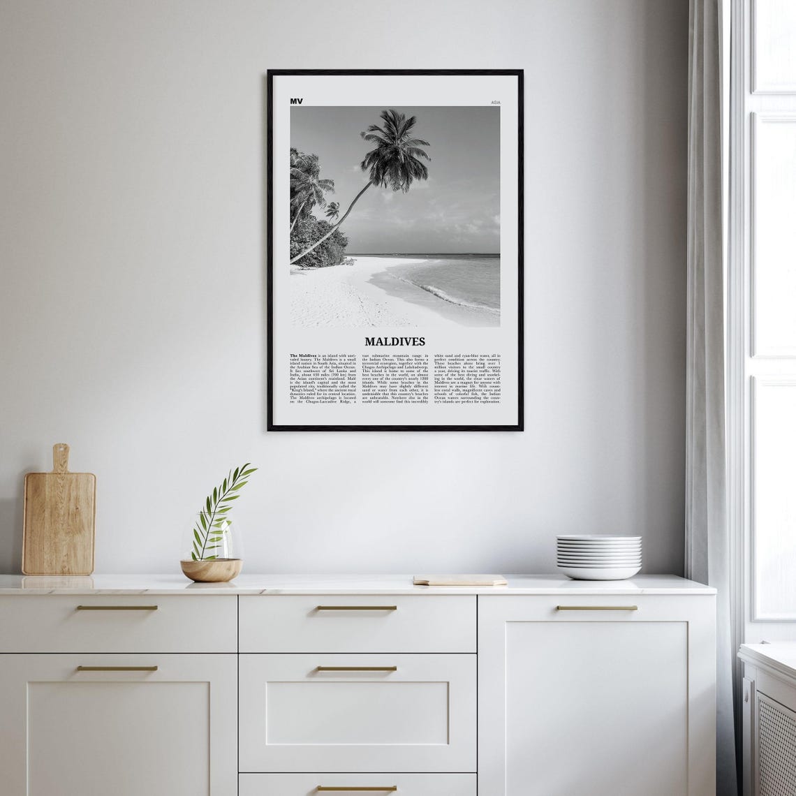 Maldives Black And White Travel Poster, Mal Addu - Image 2