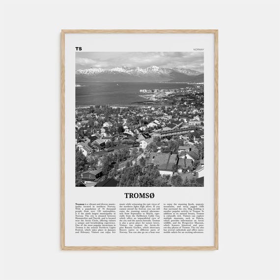 Tromso Black and White Map Art Print, Troms Norway