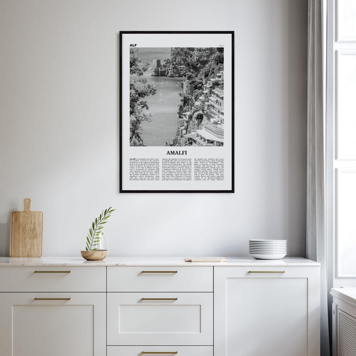 Amalfi Print Black And White No 2 Amalfi Wall Art Amalfi Poster Amalfi Photo Amalfi Wall Decor City Print Italy Amalfitana Italia - Image 2