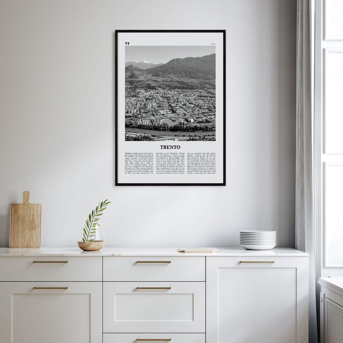Trento Print Black And White Trento Wall Art Trento Poster Trento Photo Trento Wall Dcor Trento Map Italy - Image 2