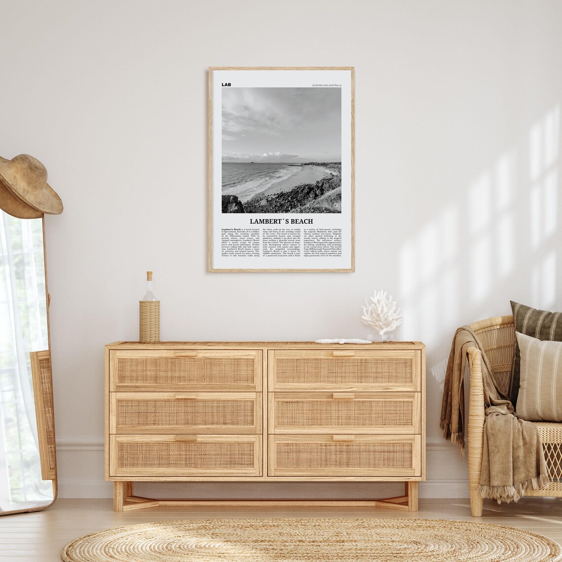Lamberts Beach Art Print, Black And White - Image 4