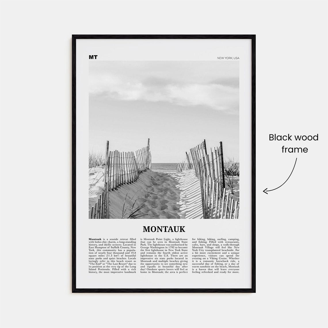 Montauk Black and White Travel Poster, New York USA - Image 3