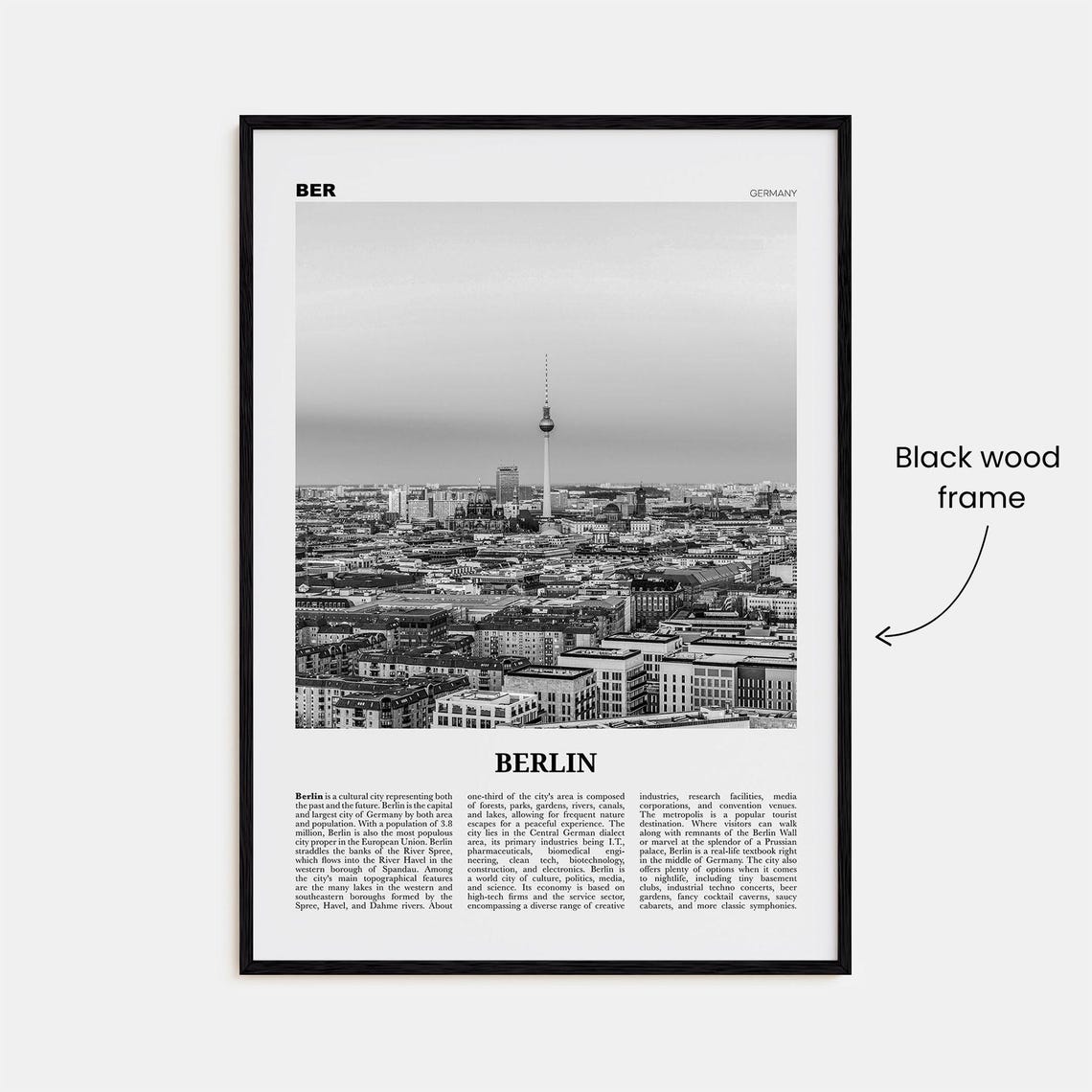 Berlin Black and White No. 2 Germany Travel Poster - Image 3