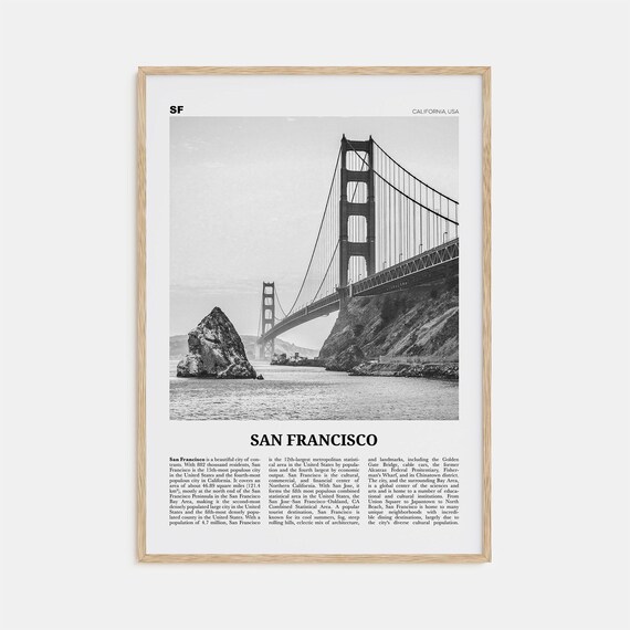 San Francisco Black and White Travel Poster, Golden Gate